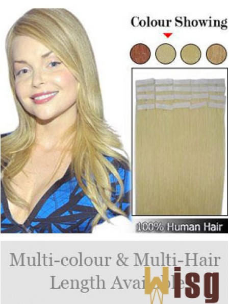 Blonde Straight Fashionable Remy Human Hair Tape In Hair Extensions