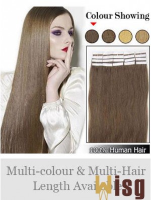 Brown Straight Exquisite Remy Human Hair Tape In Hair Extensions