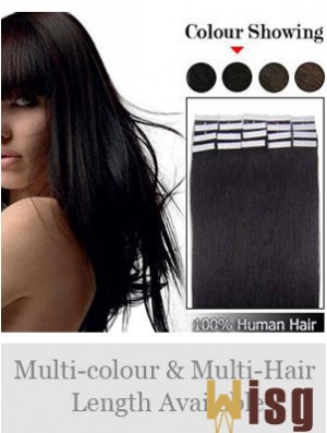 Black Straight Soft Remy Human Hair Tape In Hair Extensions