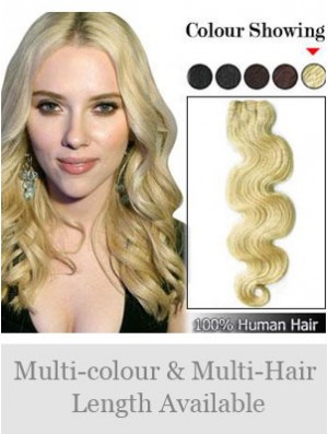 Wavy Remy Human Hair Blonde Fashionable Weft Extensions