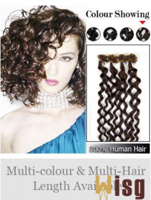 Brown Curly Soft Nail/U Tip Hair Extensions