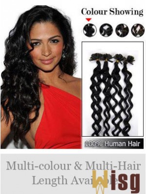 Black Curly New Nail/U Tip Hair Extensions