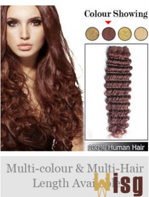 Wavy Remy Human Hair Auburn High Quality Weft Extensions