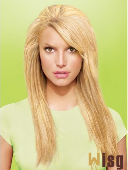 Sleek Blonde Straight Synthetic Clip In Hair Extensions