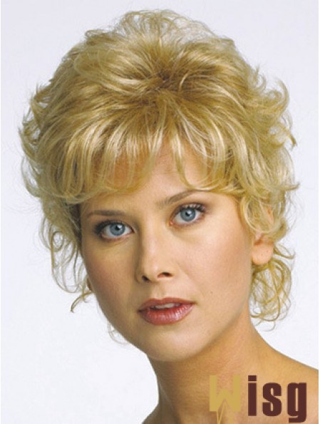 Short Curly Blonde Flexibility Synthetic Half Wigs