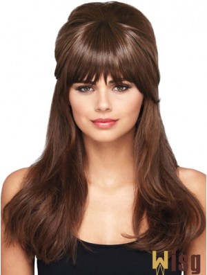 Designed Brown Straight Synthetic Clip In Hairpieces