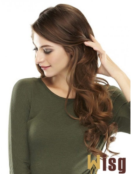 Online Brown Wavy Remy Human Hair Clip In Hairpieces