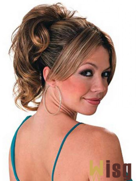 Ponytail Hair Extensions With Synthetic Wavy Style Brown Color